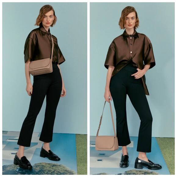 Cuyana Black Cotton Blend Flare Pants Size 4 Made in Portugal - Picture 1 of 5